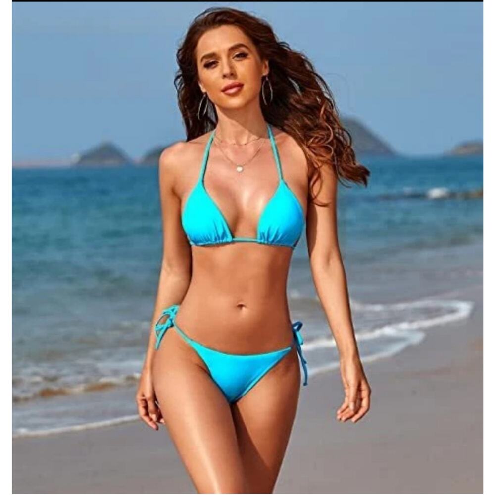 NWT Tainehs Women's Sexy Bikini Set in Light Blue Size XL